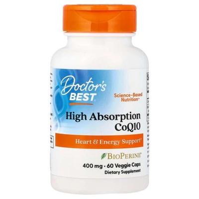 Doctor's Best High Absorption CoQ10 Enery Support,BioPerine® 400mg Dietary Supplement 60 Veg Caps
