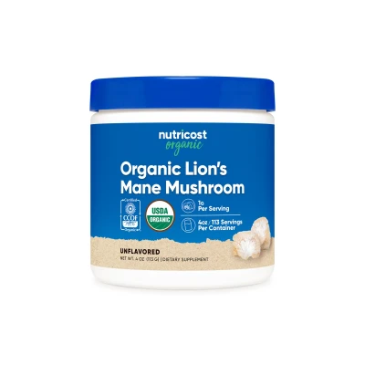 Nutricost Organic Lion's Mane Mushroom 4.0Z (113G) Powder