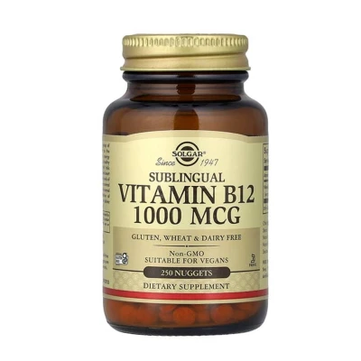 Solgar Sublingual Vitamin B12 1000mcg Gluten, Wheat & Dairy Free Dietary Supplement 250 Nuggets