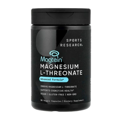 Sports Research Magtein® Magnesium L-Threonate Advanced Formula Dietary Supplement 90 Veggie Capsules