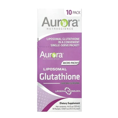 Aurora Nutrascience Micro-Pack+® Liposomal Glutathione 500mg 10 Packets 0.46 fl oz (13.5 ml) Each