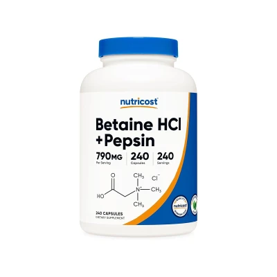 Nutricost Betaine HCl + Pepsin 790mg 240 Capsules