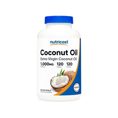 Nutricost Extra Virgin Coconut Oil 1000mg 120 Softgels