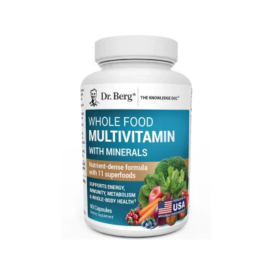 Dr Berg Whole Food Multivitamin with Minerals – 60 Capsules Nutrient-dense formula with 11 superfoods