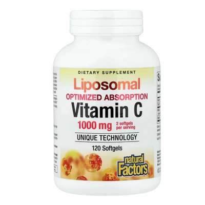 Natural Factors Dietary Supplement Liposomal Optimize Absorption Vitamin C 1000mg 120 Softgels