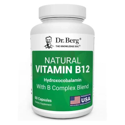 Dr. Berg Natural Vitamin B12 Hydroxocobalamin with B Complex Blend 60 Capsules