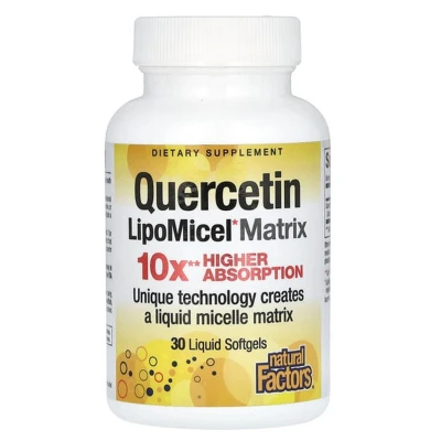 Natural Factors Quercetin Lipo Micel Matrix 10x High Absorption 250mg Dietary Supplement 30 Liquid Softgels