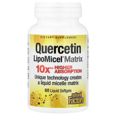 Natural Factors Quercetin Lipo Micel Matrix 10x High Absorption 250mg Dietary Supplement 60 Liquid Softgels
