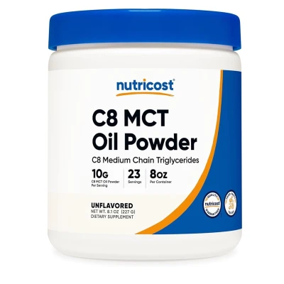 Nutricost C8 MCT Oil Powder Unflavored 10g 8 oz (227g)