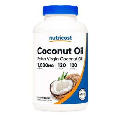 Nutricost Extra Virgin Coconut Oil 1000mg 120 Softgels