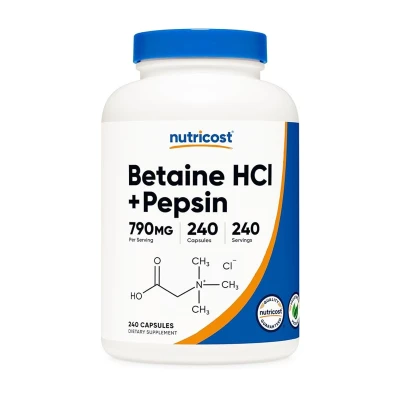 Nutricost Betaine HCl + Pepsin 790mg 240 Capsules