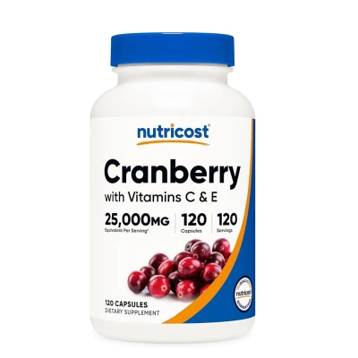Nutricost Cranberry with Vitamins C & E Equivalent 25000mg 120 Capsules
