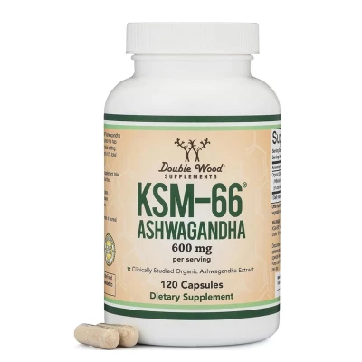 Double Wood Supplement KSM-66 Ashwagandha 600mg 120 Capsule