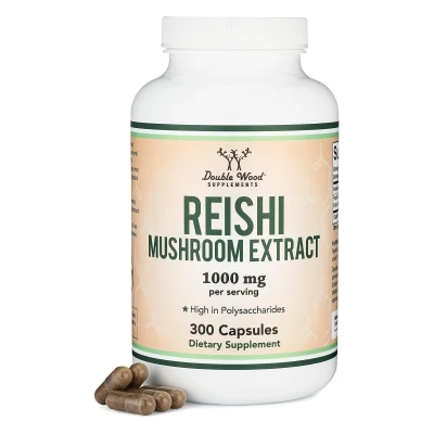 Double Wood Supplement Reishi Mushroom Extract 1000mg Per Serving 300 Capsule
