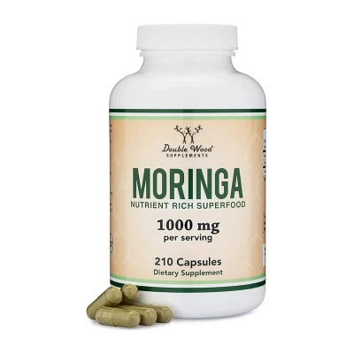 Double Wood Supplement Moringa Nutrient Rich Superfood 1000mg Per Serving 210 Capsules