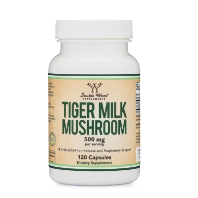 Double Wood Supplement Tiger Milk Mushroom 500mg Per Serving 120 Capsules