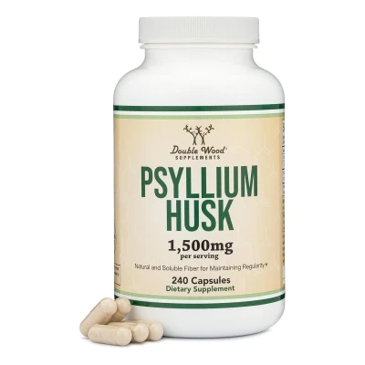 Double Wood Supplement Psyllium Husk 1500mg Per Serving 240 Capsules
