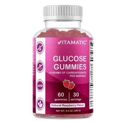 Vitamatic Glucose Energy Natural Raspberry 5.3oz 150g 60 Gummies