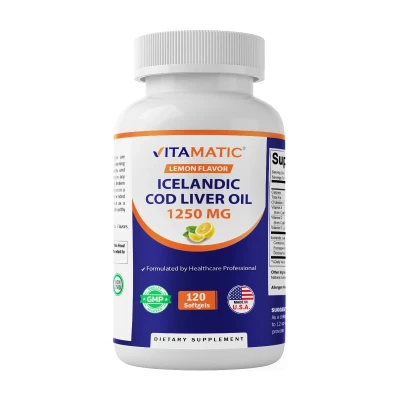 Vitamatic Icelandic Cod Liver Oil (Lemon Flavor) 1250mg 120 Softgels