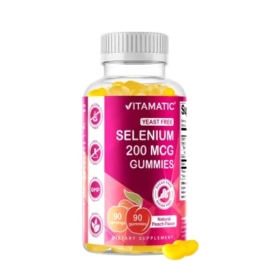 Vitamatic Yeast Free Selenium Natural Peach Flavor 200 mcg 90 Gummies