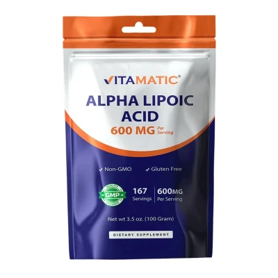 Vitamatic Alpha Lipoic Acid 100 Gram 3.5 oz 600mg 167 Powder
