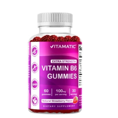 Vitamatic Vitamin B6 Strawberry Flavor 100mg 60 Gummies