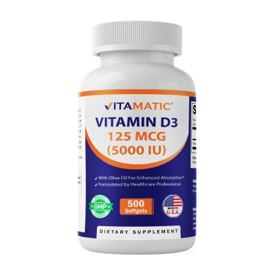 Vitamatic Vitamin D3 5000 IU (125 mcg) 500 Softgels