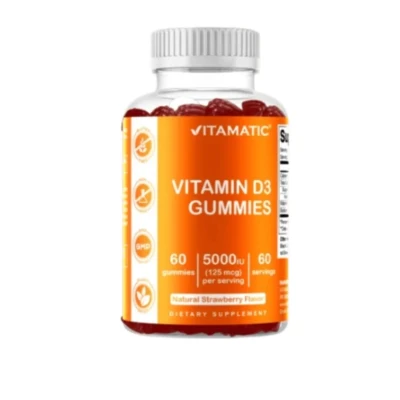 Vitamatic Vitamin D3 5000 IU Natural Strawberry Flavor 125 mcg 60 Gummies