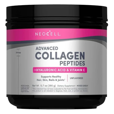 NeoCell Advanced Collagen Peptides + Hyaluronic Acid + C, 13.7 oz (390 g) Powder