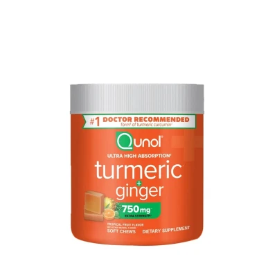 Qunol Turmeric + Ginger Soft Chews Flavour Orange 750 mg