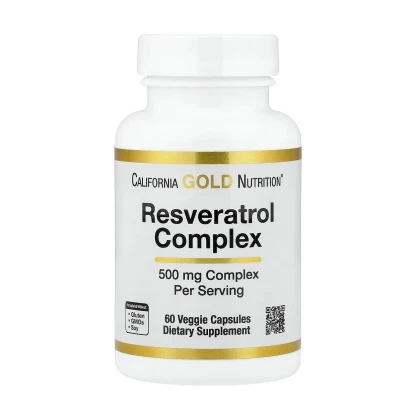 California Gold Nutrition Resveratrol Complex 500mg Per Serving 60 Veggie Capsules