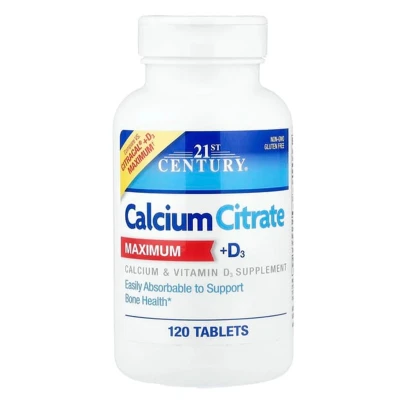 21st Century Calcium Citrate Maximum + D3 Support Bone Health 120 Tablets