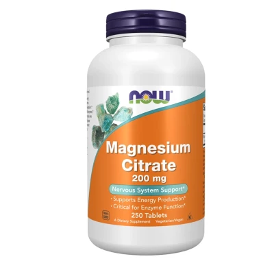 NOW Foods Magnesium Citrate 200mg Nervous System Support 250 Tablets