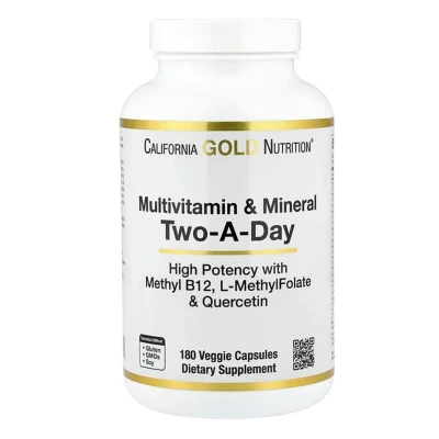 California Gold Nutrition Multivitamin and Mineral Two-A-Day 180 Veggie Capsules