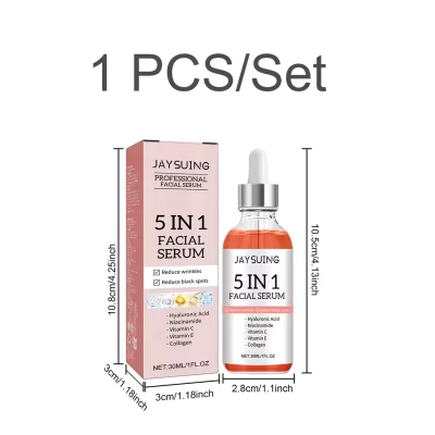 New 5 in 1 Facial Serum Hyaluronic Acid Niacinamide Vitamin C Brightening Fine Lines Moisturizing 30ml Facial Serum SkinCare
