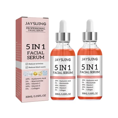 2pcs 5 In 1 Face Serum 30% Vitamin C Moisturizing Whitening Anti Wrinkle Aging Niacinamide Hyaluronic Acid Facial Serum SkinCare 30ml