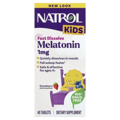 Natrol - Kids | Melatonin | Ages 4+ | Strawberry | 40 Tablets