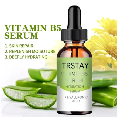 4pcs Vitamin B5 Face Serum Smooth Moisturizing Repair Dry Skin Aloe Soothe Pores Shrink Firming Hydrating Oil Control Facial Essence