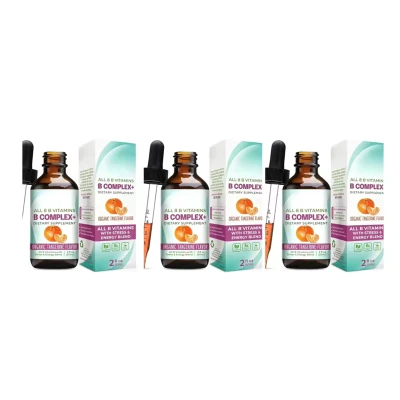 3pcs Vitamin B Complex Liquid Drops Supplement for Women Vegan B1 B2 B3 B5 B6 Biotin Folate and Choline Plus Blend for Energy Support