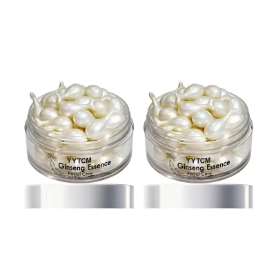 2pcs Ginseng Essence Capsules, Moisturizing and Firming Essence Serum, Contains Squalane, Niacinamide, Vitamin E, Retinol, Deep Hydration (0.34Gx30 Capsules)/Bottle-1 Bottle