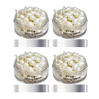 4pcs Ginseng Essence Capsules, Moisturizing and Firming Essence Serum, Contains Squalane, Niacinamide, Vitamin E, Retinol, Deep Hydration (0.34Gx30 Capsules)/Bottle-1 Bottle