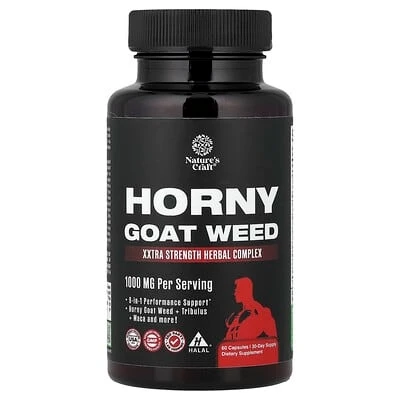Nature's Craft - Horny Goat Weed | Xxtra Strength Herbal Complex | 60 Capsules