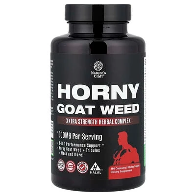Nature's Craft - Horny Goat Weed | Xxtra Strength Herbal Complex | 180 Capsules