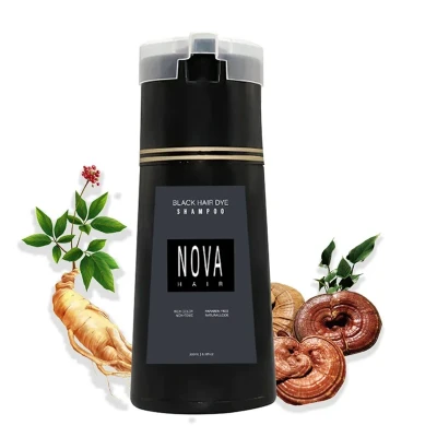 200ml Nova Hair Dye Shampoo 3-in-1 Hair Coloring Shampoo Instant Dye Shampoo Men Women Natural Fast White Hair Dyed Black Hair