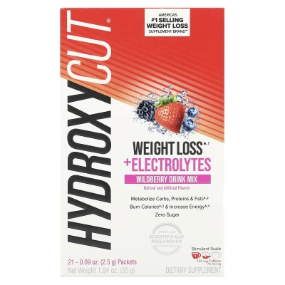 Hydroxycut - Weight Loss + Electrolytes Drink Mix | Wildberry | 21 Packets | 2.5 g Each