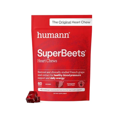 Humann Superbeets Heart Chews Blood Pressure Support Dietary Supplement 60 Chews