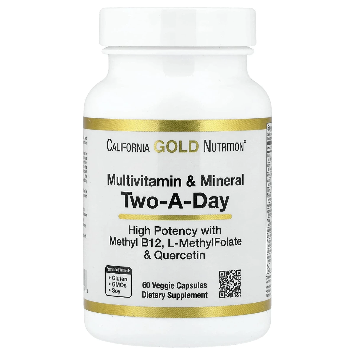 California Gold Nutrition Multivitamin and Mineral Two-A-Day 60 Veggie Capsules image 1