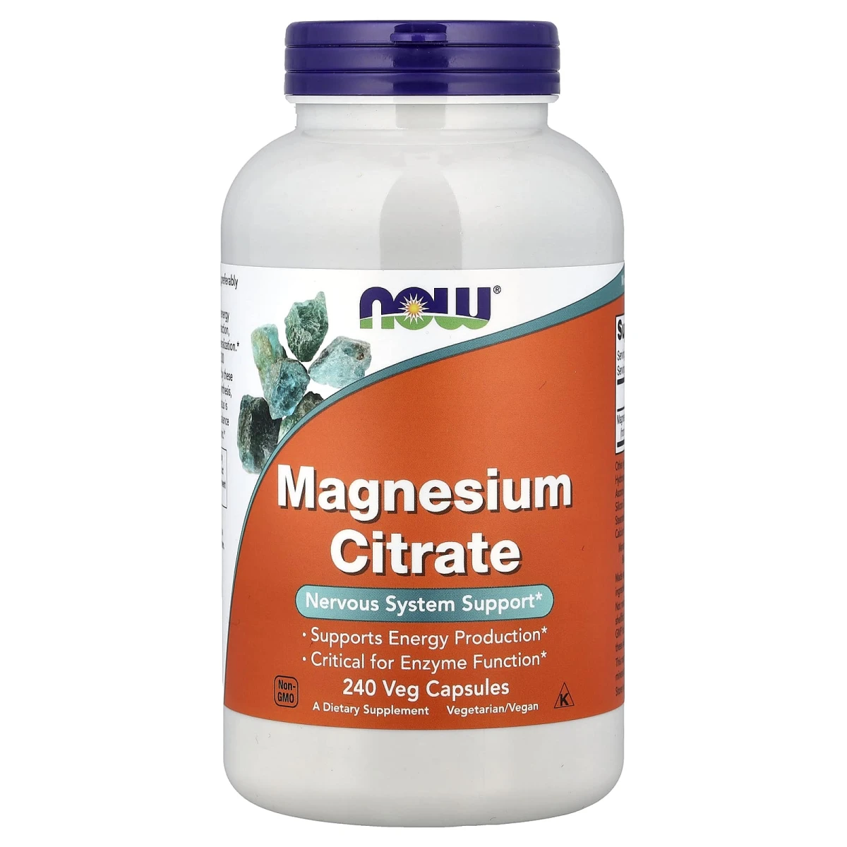 NOW Foods Magnesium Citrate Nervous System Support 240 Veg Capsules image 1