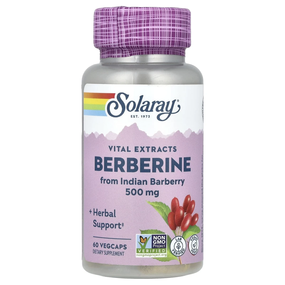 Solaray Vital Extracts Berberine 500mg 60 Veg Caps image 1