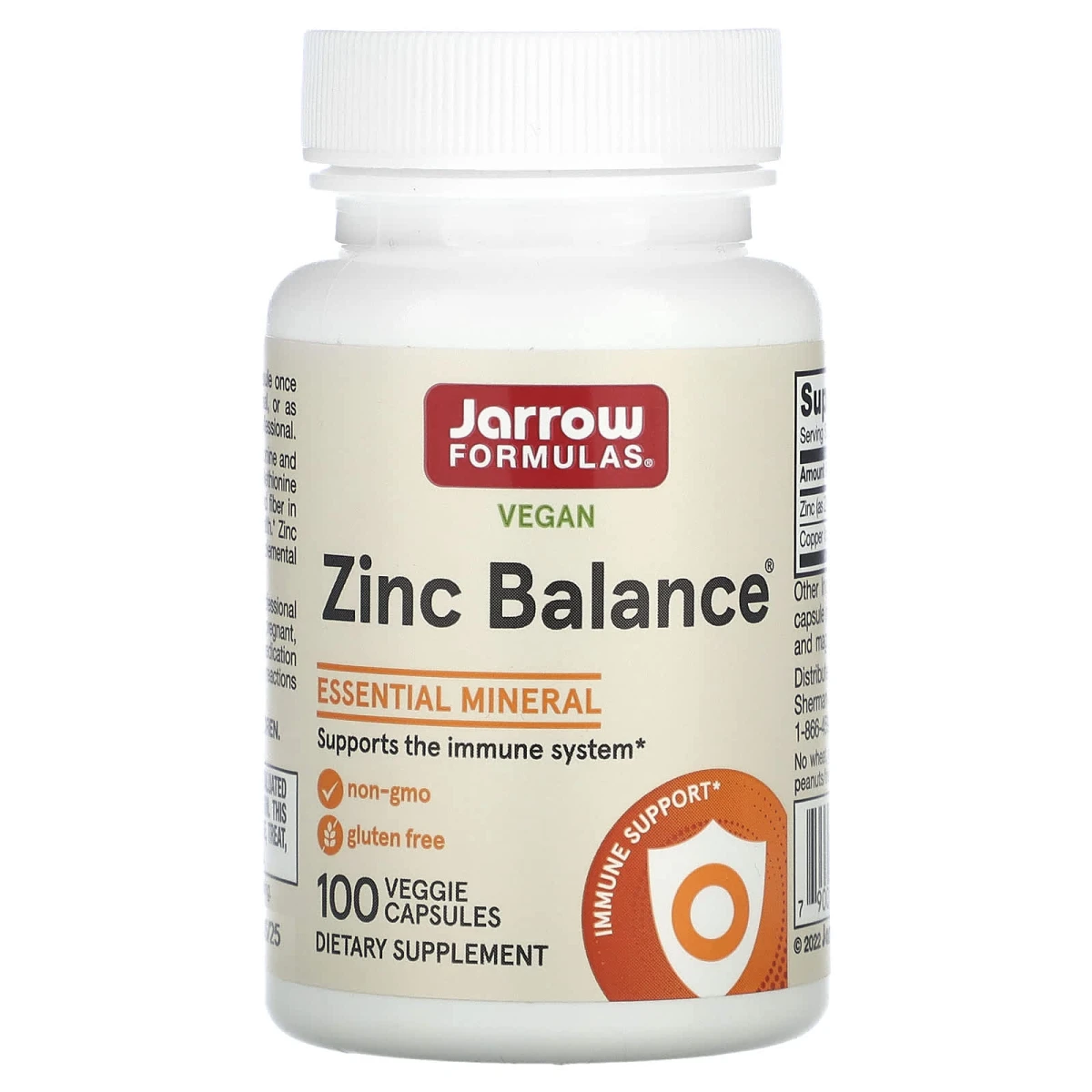 Jarrow Formulas Vegan Zinc Balance Essential Mineral Support the Immune System Veg Capsules image 1